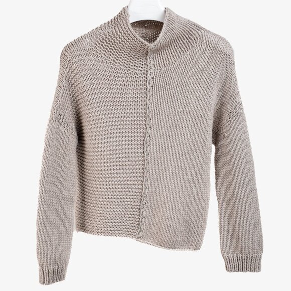 Fabiana Filippi Taupe Merino-Wool Beaded High-Neck Sweater - Picture 2 of 11